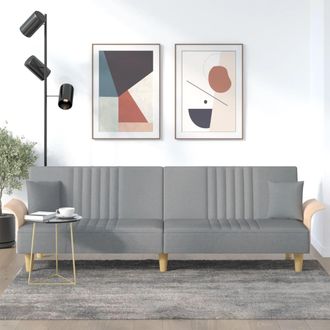 vidaXL Sof&aacute; Cama Con Reposabrazos Tela Gris Claro Vidaxl