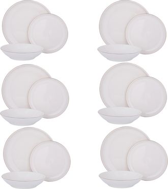 KASANOVA Servizio 18 pezzi tavola porcellana bordo oro Doreline