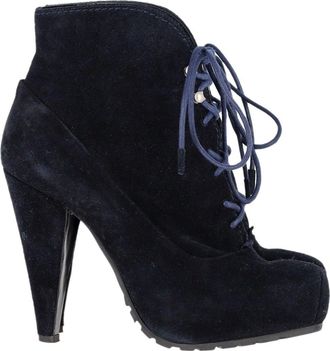 Proenza Schouler Lace-Up Boots in Navy Blue Suede
