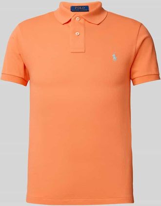 Polo Ralph Lauren Slim Fit Poloshirt mit Label-Stitching in Orange, Größe XXL
