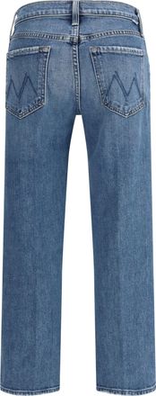 Mother Womens Mid Rise Rambler Zip Ankle Fray Jeans Tambourine Man Cotton; Polyester; Elastane