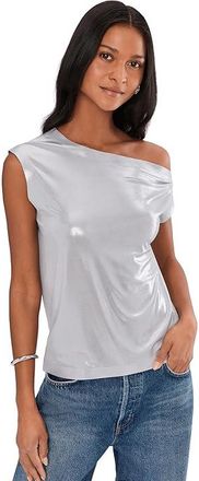 Norma Kamali Drop Shoulder Top Womens Clothing Silver : 2XS (Womens 0), Jersey/Polyester/Spandex