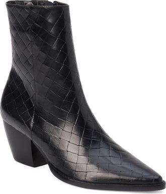 Matisse Footwear Caty Western Pointed Toe Bootie in Black Weave at Nordstrom, Size 5.5