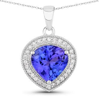 Diana M. Jewels Tanzanite ( AAA+ ) Heart Shape 8.80mm ( Height: 5mm ) - 1Pc + White Diamond F/C Round 1.10mm ( I1-I2/I color ) - 29Pcs ( J Back )