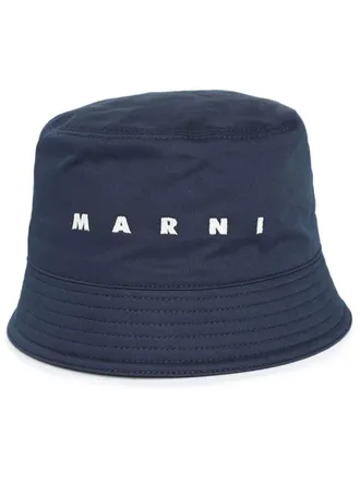 Marni logo-embroidered bucket hat - unisex - Cotton - M - Blue