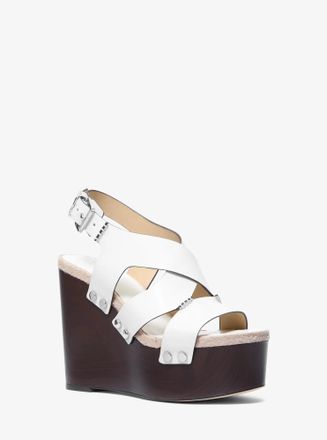 Michael Kors Raven Studded Leather Wedge Sandal