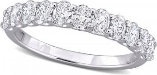 Allurez Oval Cut Lab Grown Diamond Semi-Eternity Ring 14K White Gold (0.99ct)