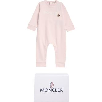Moncler Stretch Cotton Fleece Romper in Pink at Nordstrom, Size 9-12M