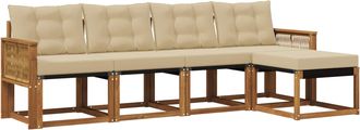 vidaXL Conjunto De Sof&aacute;s De Exterior 5 Uds. Natural Y Beige Vidaxl