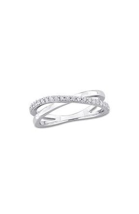 Delmar Lab-Grown Moissanite Crossover Ring in Silver at Nordstrom Rack, Size 5