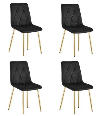 OEM Silla Libra - Terciopelo Negro / Patas Doradas X 4
