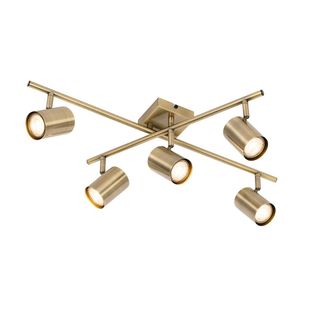 QAZQA Moderno Plaf&oacute;n Moderno Bronce 5 Luces Regulable Rectangular - Jeana Acero Cuadrada Adecuado Para Led Max. 5 X 7 Watt - Qazqa