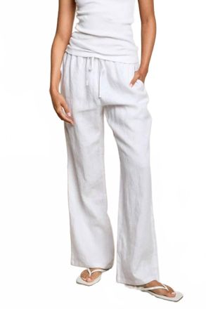 perfectwhitetee Lorana Linen Drawstring Pant In White