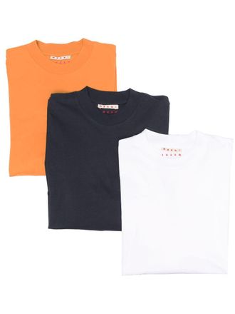 Marni crew-neck cotton T-shirt (pack of three) - men - Cotton - 44 - Orange