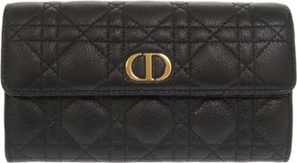 Dior Black Leather Long Wallet (Bi-Fold) (Pre-Owned)