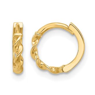 Diamond2Deal 14K Yellow Gold Polished Twisted Huggie Hoop Earrings