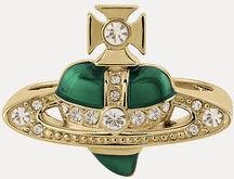 Vivienne Westwood New Diamante Heart Ring Gold-light-gold-quartz-crystal-indicolite-enamel Gold-light-gold-quartz-crystal-indicolite-enamel Unisex