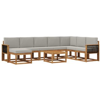 vidaXL Conjunto De Sof&aacute;s De Exterior 9 Pcs Natural Y Gris Claro Vidaxl
