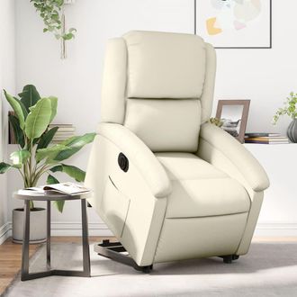 vidaXL Vidaxl - Sill&oacute;n Reclinable Elevable El&eacute;ctrico De Cuero Sint&eacute;tico Crema