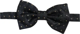 Dolce & Gabbana Gold Polka-Dot Silk Bow Tie - Black