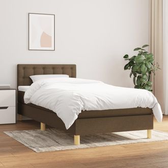 vidaXL Cama Box Spring Con Colch&oacute;n Tela Marr&oacute;n Oscuro 90x190 Cm Vidaxl