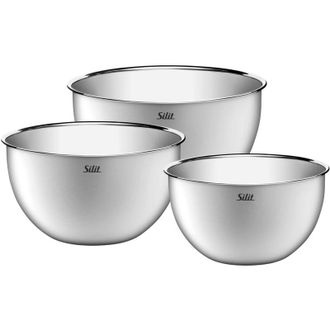 Silit Silit Set di 3 ciotole da cucina in acciaio inox, multifunzione, ciotola per insalata, ciotola da servizio, impilabile