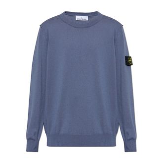 Stone Island Round-neck Knitwear, male, Blue, Size: 2XL Crew Neck Sweater