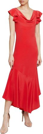 Santorelli Laurel Silk Flutter Sleeve Hi-Lo Silk Midi Dress
