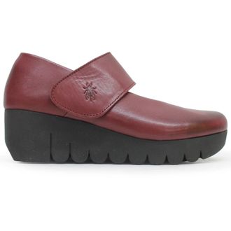 FLY London VARI188FLY Burn Leather Womens Wedge Sole Shoes - Burgundy - Size:UK 4