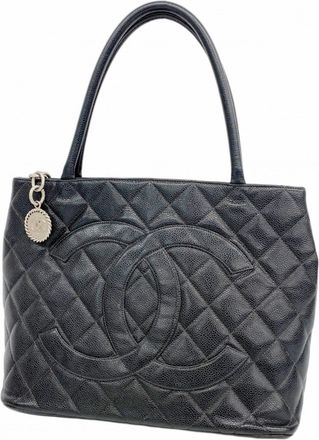 Chanel Black Grained Calfskin Tote Bag (Pre-Owned)