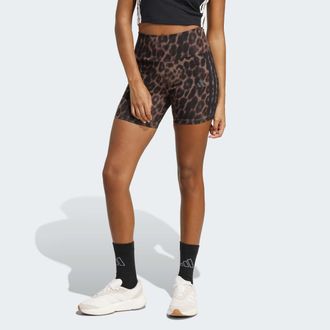 adidas Shorts ADIDAS SPORTSWEAR SEASONAL ESSENTIALS BIKER MIT LEOPARDENPRINT UND 3-STREIFEN, Damen, Gr. XXL, N-Gr, multicolor, earth strata, normal, gr., Obe