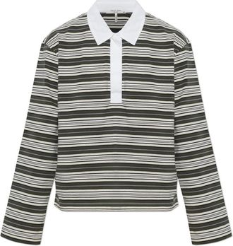 Rag & Bone Tops, Dames, Groen, S, Katoen, Kelly Boxy Gestreepte Longsleeve Polo