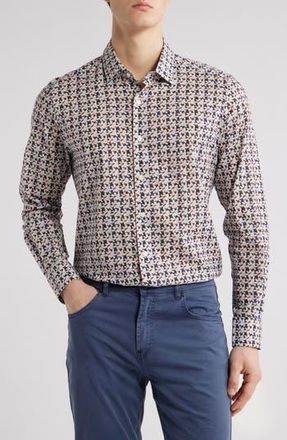 Scott Barber Regular Fit Floral Long Sleeve Cotton Button-Up Shirt in Navy Multi at Nordstrom Rack, Size Xx-Large
