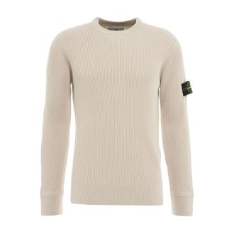Stone Island Round-neck Knitwear, male, Beige, 2XL, Classic Round-neck Knitwear