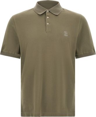 Brunello Cucinelli Olive Shirt Collar Polo