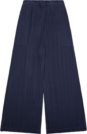 Pleats Please Issey Miyake Neutrals Pleated Cropped Polyester Wide-Leg Pants