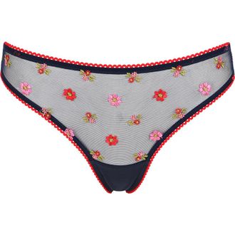 Huit Bisou Lace Tanga in Navy at Nordstrom, Size X-Small