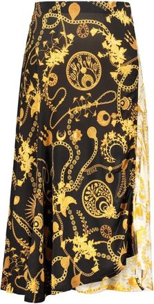 Marine Serre Asymmetrische Rok met Zijsplit - Dames - Midirokken - Veelkleurig - M - Rokken