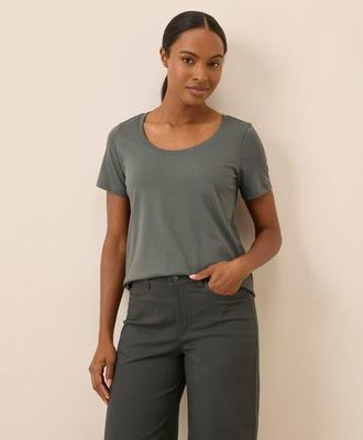 Pact Organic Cotton Softspun Scoop Neck Tee in Castor Green at Nordstrom, Size Xx-Large