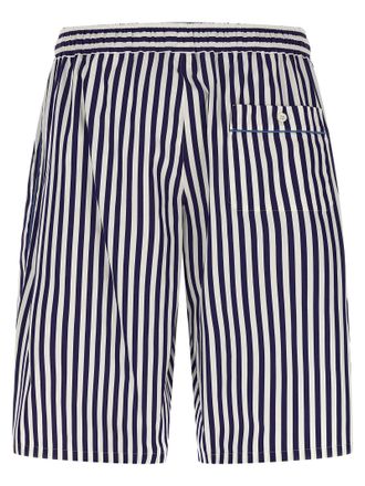 Dolce & Gabbana Striped Cotton-Silk Poplin Bermuda Shorts - Navy