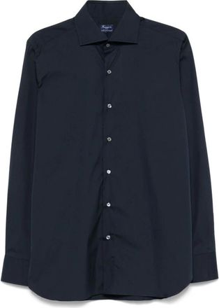 Finamore Napoli Shirt - Heren - Casual Overhemden - Blauw - S - Katoen - Overhemden