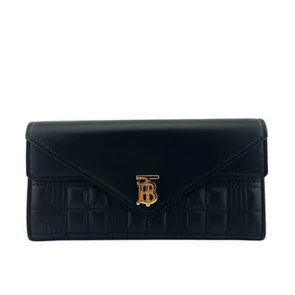 Burberry Black Leather Long Wallet (Bi-Fold) (Pre-Owned)