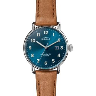 Shinola Canfield Leather Strap Watch, 38mm in Astro Blue at Nordstrom
