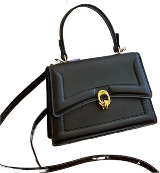 Generic Compatible For Pure Color Square Handbag Womens Crossbody Bag Leather Shoulder(Black)