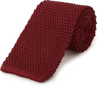 Oliver Brown Pure Silk Knitted Tie - Burgundy
