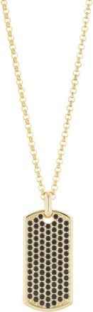 American Exchange Mens Pavé Crystal Dog Tag Pendant Necklace in Gold/gold at Nordstrom Rack