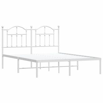 Berkfield Home Metal Bed Frame with Headboard White 135x190 cm Double