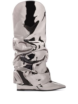 Le Silla Andy 120mm metallic-effect boots - Silver