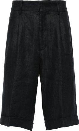 PESERICO pressed-crease linen shorts - men - Cotton/Linen/Flax - 50 - Blue