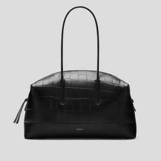 DeMellier The Stockholm in Black Large Croc-Effect Leather Tote & Work bag